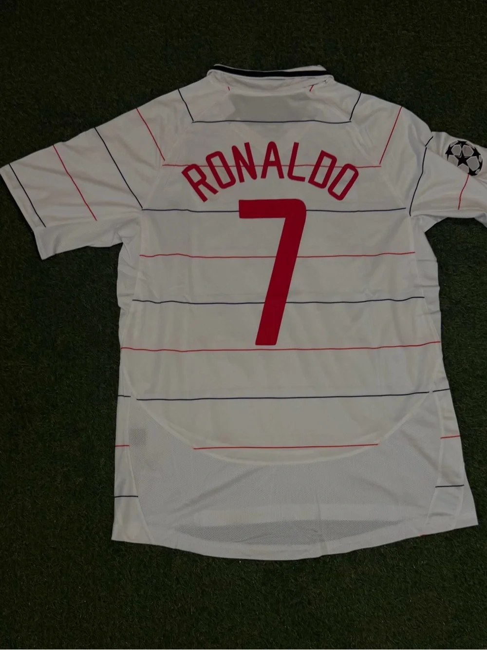 Nike White Manchester United Away Jersey with Red and Navy Accents
